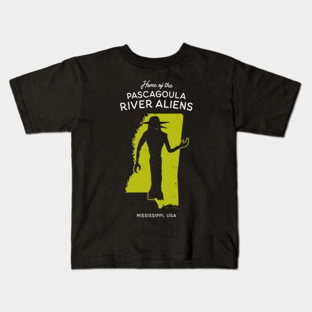 Home of the Pascagoula River Aliens - Mississippi, USA Kids T-Shirt by Strangeology